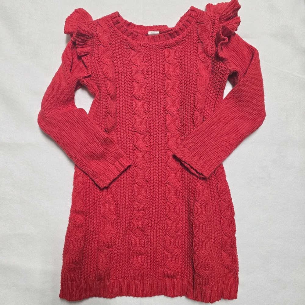 Red Knit long sleeve dress